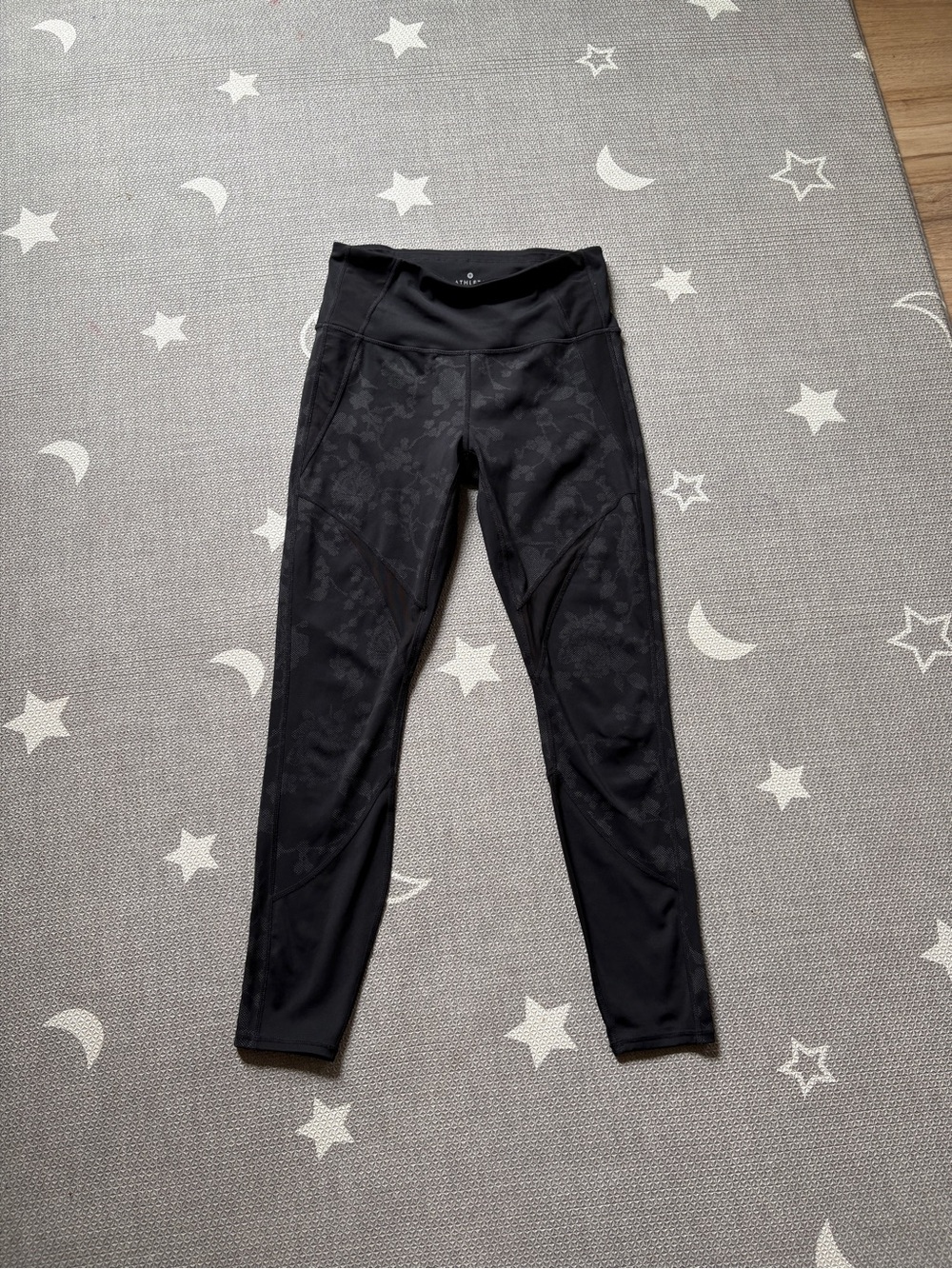 Athleta Black Girls' Athletic Leggings with Subtle Floral Texture